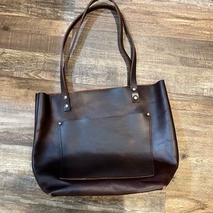Portland Leather Goods Medium Tote Brown Coffee Purse Handbag